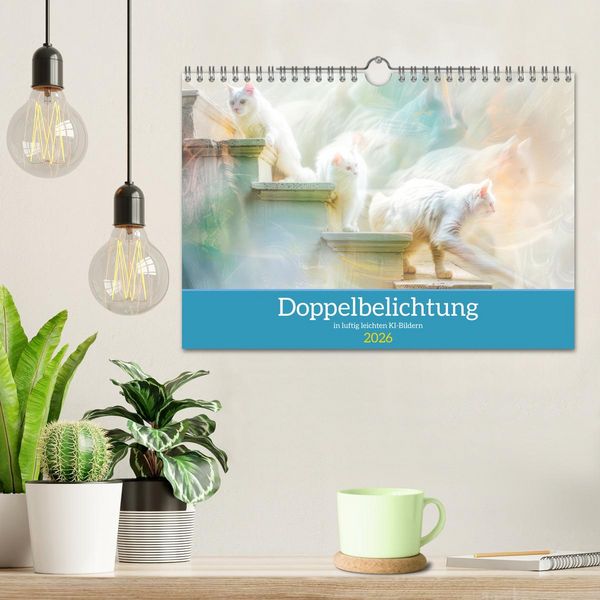 Produktbild: Doppelbelichtung in luftig leichten KI-Bildern (Wandkalender 2026 DIN A4 quer), CALVENDO Monatskalender