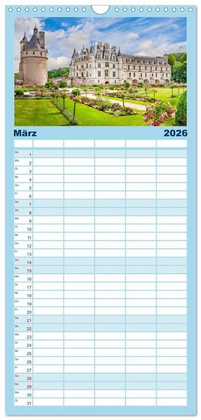 Produktbild: Familienplaner 2026 - Ch&acirc;teaux. Im Tal der Loire mit 5 Spalten (Wandkalender, 21 x 45 cm) CALVENDO