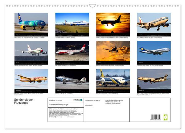 Produktbild: Sch&ouml;nheit der Flugzeuge (Wandkalender 2026 DIN A2 quer), CALVENDO Monatskalender