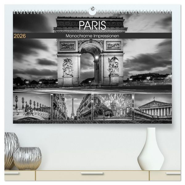 Produktbild: PARIS Monochrome Impressionen (hochwertiger Premium Wandkalender 2026 DIN A2 quer), Kunstdruck in Hochglanz