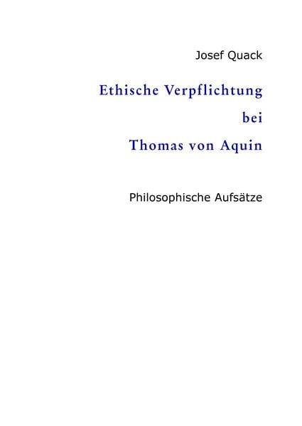 Produktbild: Ethische Verpflichtung bei Thomas von Aquin