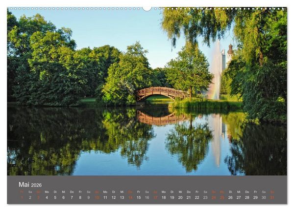 Produktbild: Leipzig - Parks und Landschaften (hochwertiger Premium Wandkalender 2026 DIN A2 quer), Kunstdruck in Hochglanz