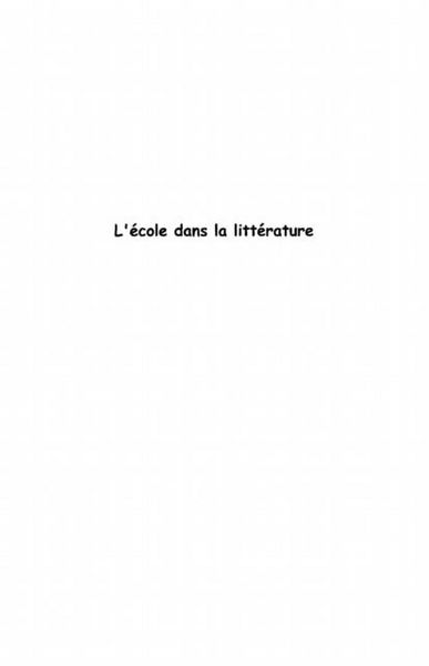Produktbild: Ecole dans la litterature