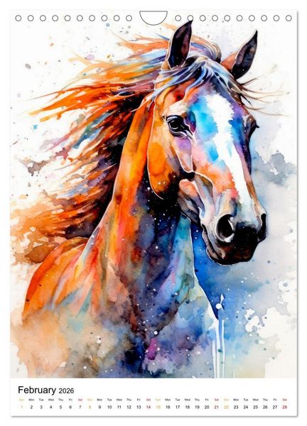 Produktbild: Watercolor Horses (Wall Calendar 2026 DIN A4 portrait), CALVENDO 12 Month Wall Calendar
