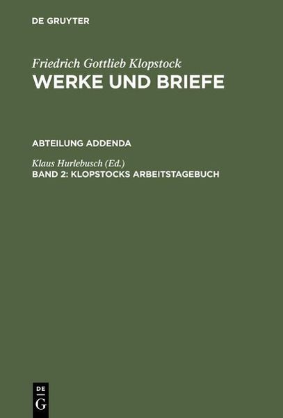 Produktbild: Klopstocks Arbeitstagebuch