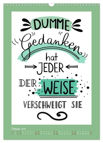 Produktbild: Nachgedacht-Spr&uuml;che und Zitate (Wandkalender 2026 DIN A3 hoch), CALVENDO Monatskalender
