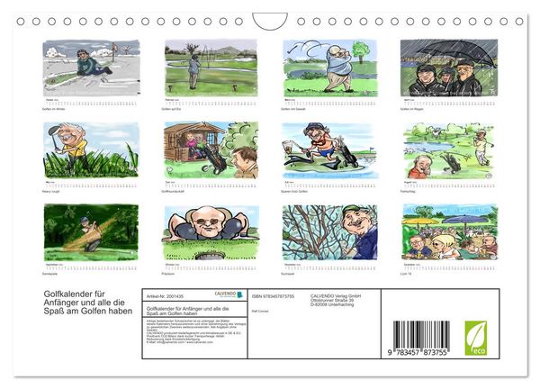 Produktbild: Golfkalender f&uuml;r Anf&auml;nger und alle die Spa&szlig; am Golfen haben (Wandkalender 2026 DIN A4 quer), CALVENDO Monatskalender