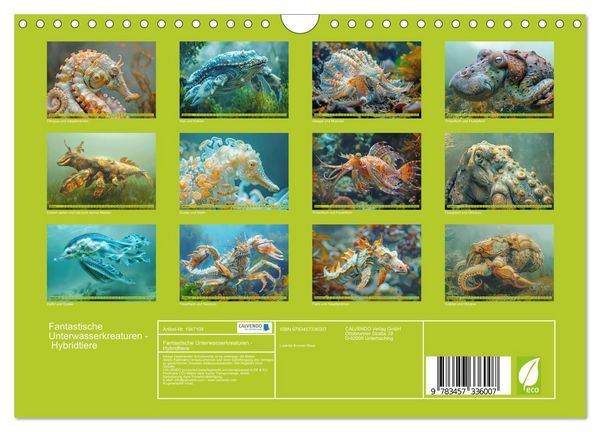 Produktbild: Fantastische Unterwasserkreaturen - Hybridtiere (Wandkalender 2026 DIN A4 quer), CALVENDO Monatskalender