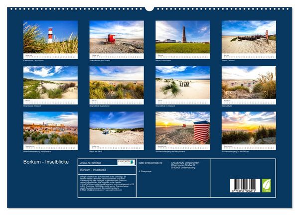 Produktbild: Borkum - Inselblicke (hochwertiger Premium Wandkalender 2026 DIN A2 quer), Kunstdruck in Hochglanz
