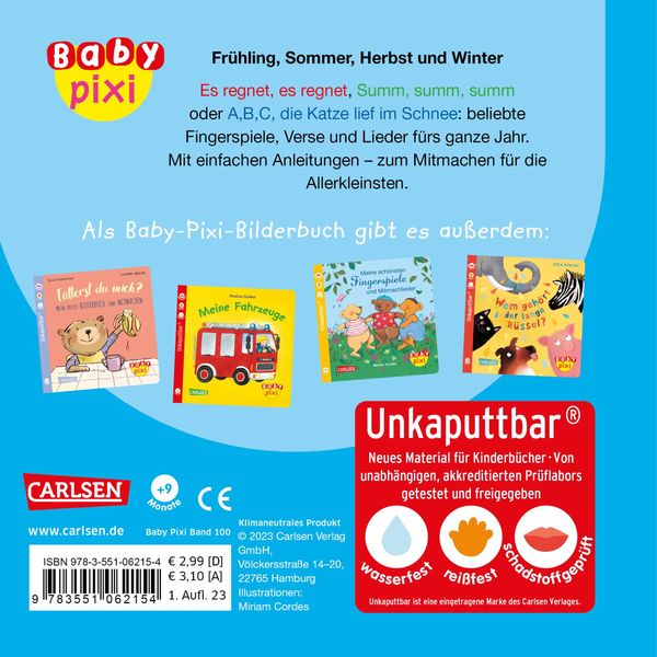 Baby Pixi (unkaputtbar) 100: Reime für ganz Kleine: Frühling, Sommer, Herbst und Winter