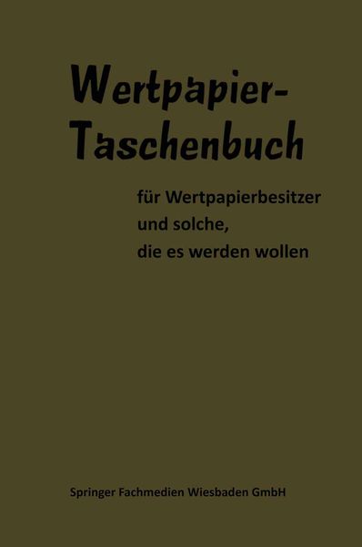 Produktbild: Wertpapier Taschenbuch