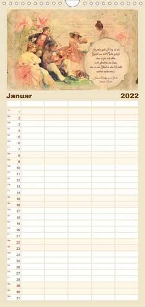 Produktbild: Poetische Romantik - Familienplaner hoch (Wandkalender 2022 , 21 cm x 45 cm, hoch)