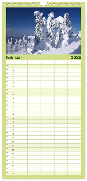 Produktbild: Familienplaner 2026 - Bayerischer Wald - der Osten Bayerns mit 5 Spalten (Wandkalender, 21 x 45 cm) CALVENDO