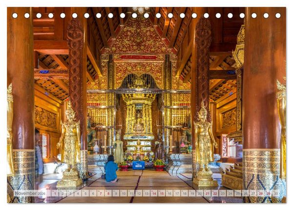 Produktbild: BUDDHA - Buddhistische Tempel in Nordthailand (Tischkalender 2026 DIN A5 quer), CALVENDO Monatskalender