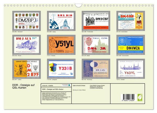 Produktbild: DDR - Ostalgie auf QSL-Karten (Wandkalender 2026 DIN A3 quer), CALVENDO Monatskalender