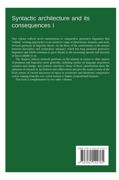 Produktbild: Syntactic architecture and its consequences I