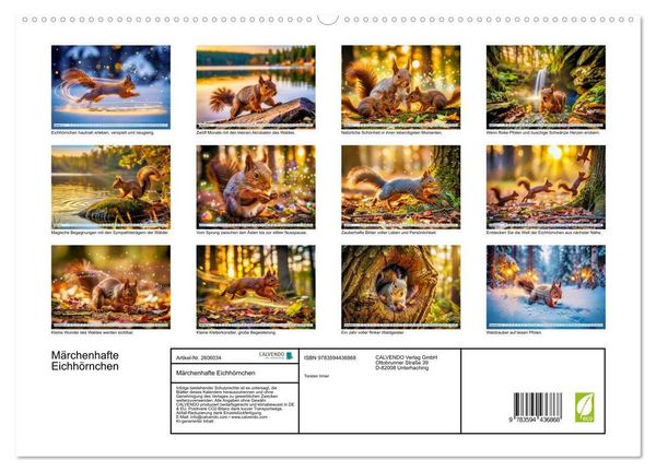 Produktbild: M&auml;rchenhafte Eichh&ouml;rnchen (hochwertiger Premium Wandkalender 2027 DIN A2 quer), Kunstdruck in Hochglanz