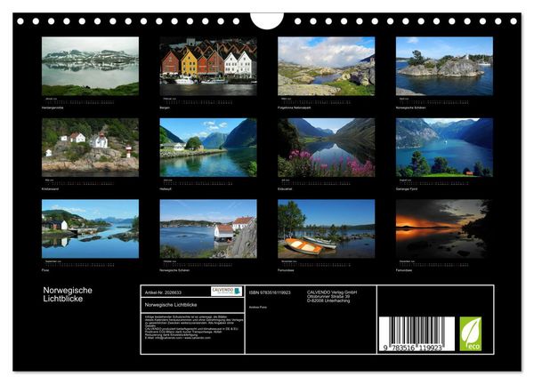 Produktbild: Norwegische Lichtblicke (Wandkalender 2026 DIN A4 quer), CALVENDO Monatskalender