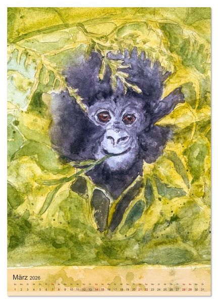 Produktbild: Tiere in Aquarell portraitiert (Wandkalender 2026 DIN A4 hoch), CALVENDO Monatskalender