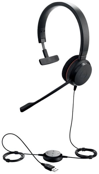 Jabra Evolve 20 Computer On Ear Headset kabelgebunden Mono Schwarz Mikrofon-Rauschunterdrückung Headset, Lautstärkeregel