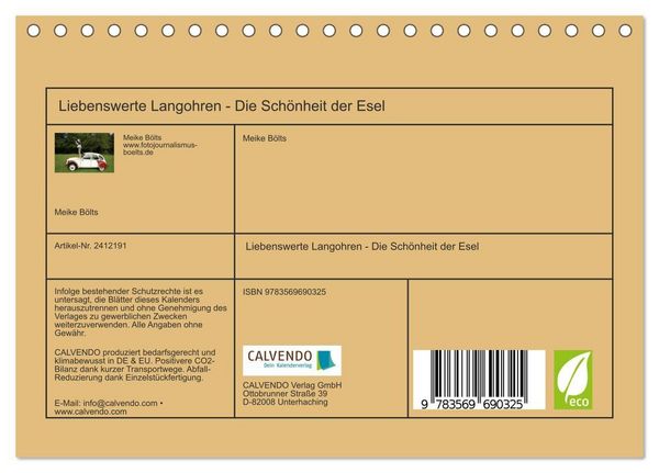 Produktbild: Liebenswerte Langohren - Die Sch&ouml;nheit der Esel (Tischkalender 2027 DIN A5 quer), CALVENDO Monatskalender