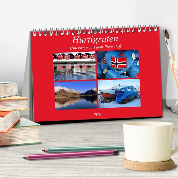 Produktbild: Hurtigruten - Unterwegs mit dem Postschiff (Tischkalender 2026 DIN A5 quer), CALVENDO Monatskalender