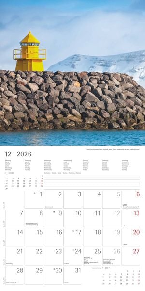 Produktbild: Leuchttürme 2026 - Broschürenkalender 30x30 cm (30x60 geöffnet) - Kalender mit Platz für Notizen - Wandkalender - Wandplaner - Leuchtturmkalender