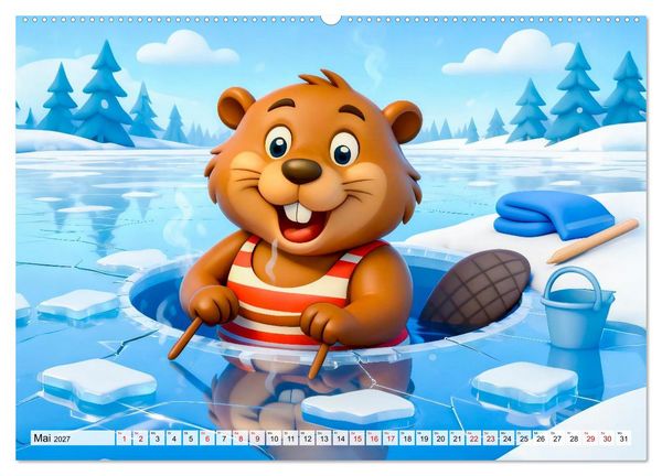 Produktbild: Tierischer Wintersport - Lustige Tiere im Schnee (Wandkalender 2027 DIN A2 quer), CALVENDO Monatskalender
