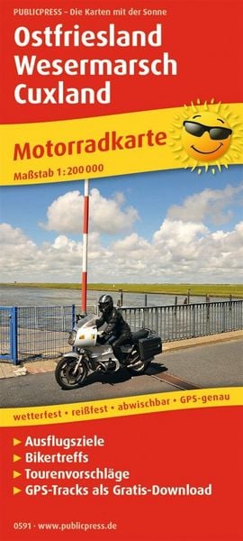 Produktbild: Motorradkarte Ostfriesland - Wesermarsch - Cuxland