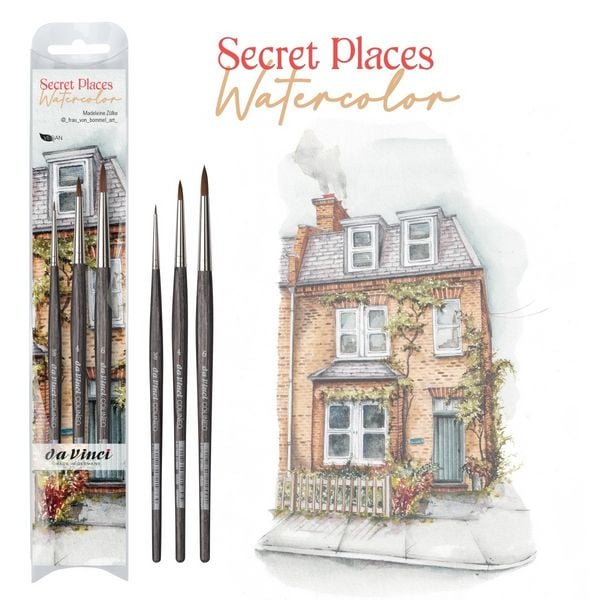 Produktbild: da Vinci Aquarellpinsel 3er Set: Secret Places Watercolor, Frau Bommel
