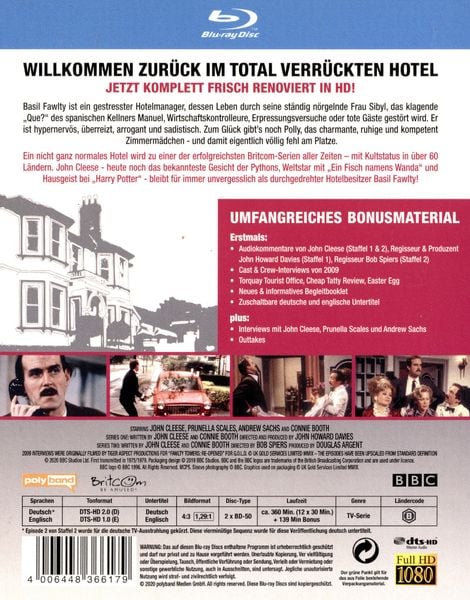 Produktbild: Fawlty Towers - Die komplette Serie plus alle Extras. Erstmals remastered und auf Blu-ray [2 BRs]