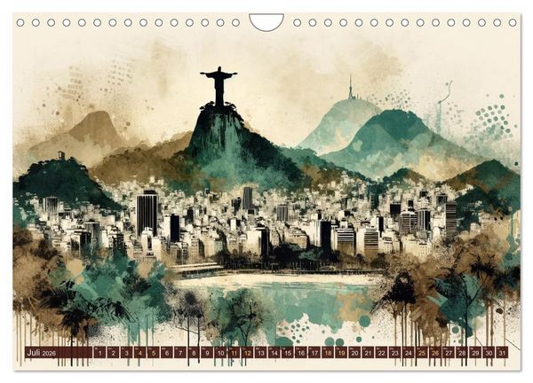 Produktbild: Von New York bis Tokio - Ein KI-Kalender f&uuml;r Weltenbummler (Wandkalender 2026 DIN A4 quer), CALVENDO Monatskalender