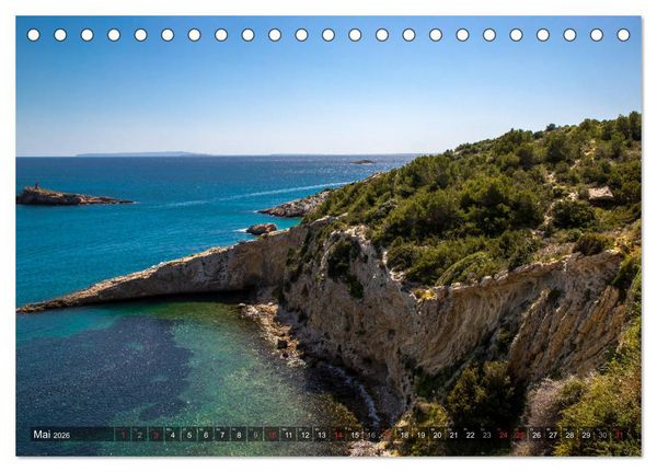 Produktbild: Ibiza K&uuml;ste, Buchten und Str&auml;nde (Tischkalender 2026 DIN A5 quer), CALVENDO Monatskalender