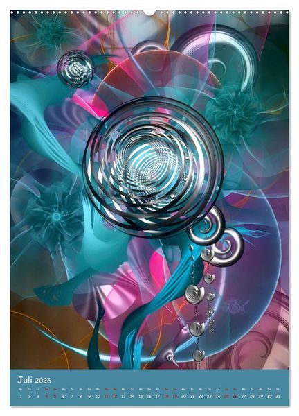 Produktbild: Florale Fraktale (hochwertiger Premium Wandkalender 2026 DIN A2 hoch), Kunstdruck in Hochglanz