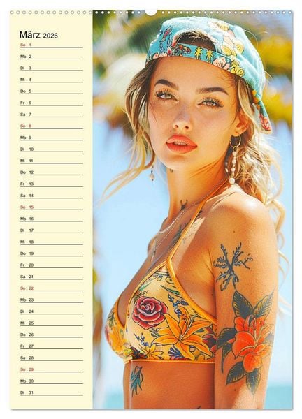 Produktbild: Coole Tatoo-Girls. H&uuml;bsch, modern und selbstbewusst (Wandkalender 2026 DIN A2 hoch), CALVENDO Monatskalender