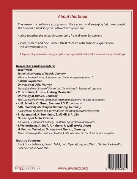 Produktbild: Proceedings of European Workshop on Software Ecosystems