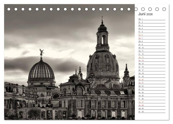 Produktbild: Dresden Schwarz-Wei&szlig; (Tischkalender 2026 DIN A5 quer), CALVENDO Monatskalender