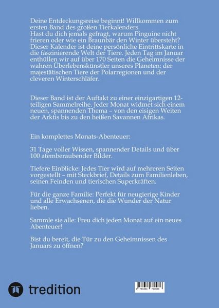 Produktbild: Der tierische Kalender-Band 1 Januar