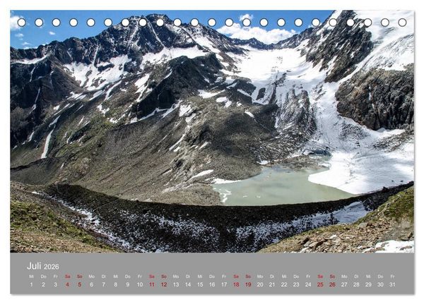 Produktbild: Das Stubaital in Tirol - Gipfelsturm und Gletscherseen (Tischkalender 2026 DIN A5 quer), CALVENDO Monatskalender