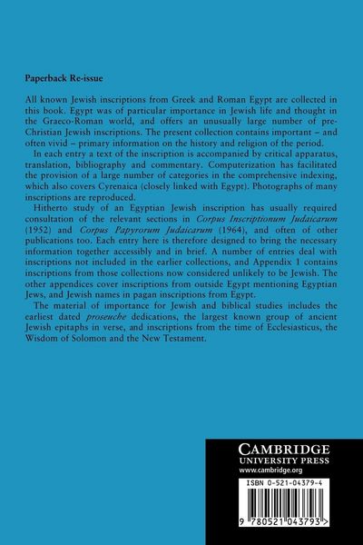 Produktbild: Jewish Inscriptions of Graeco-Roman Egypt