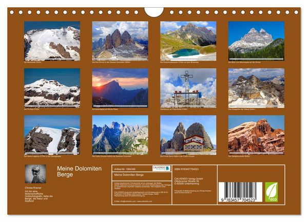 Produktbild: Meine Dolomiten Berge (Wandkalender 2026 DIN A4 quer), CALVENDO Monatskalender