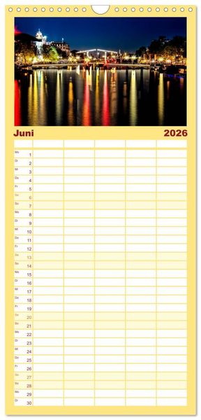 Produktbild: Familienplaner 2026 - Amsterdam - Venedig des Nordens mit 5 Spalten (Wandkalender, 21 x 45 cm) CALVENDO