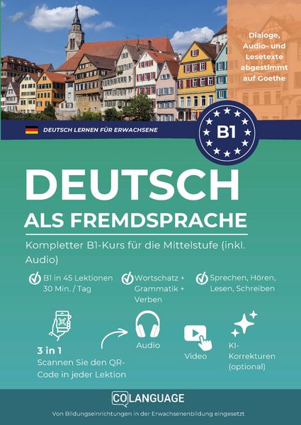 Produktbild: Deutsch als Fremdsprache lernen. Kompletter B1-Kurs f&uuml;r die Mittelstufe (inkl. Audio)