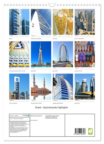 Produktbild: Dubai - faszinierende Highlights (Wandkalender 2026 DIN A3 hoch), CALVENDO Monatskalender