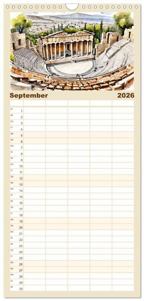 Produktbild: Familienplaner 2026 - Kalimera Griechenland mit 5 Spalten (Wandkalender, 21 x 45 cm) CALVENDO