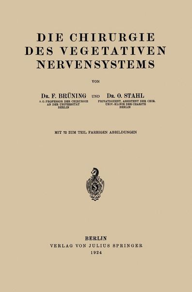 Produktbild: Die Chirurgie des Vegetativen Nervensystems