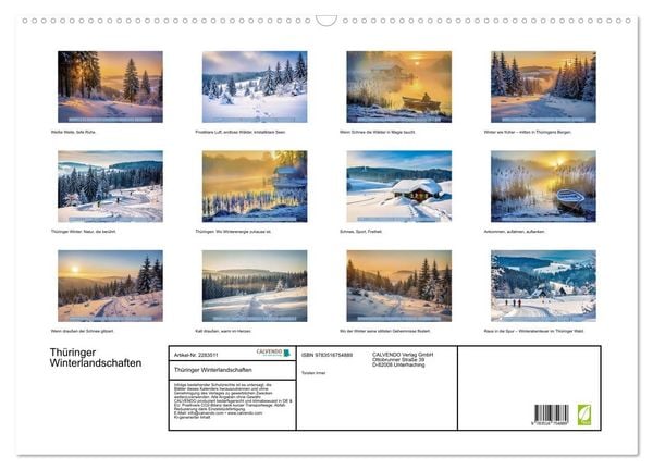 Produktbild: Th&uuml;ringer Winterlandschaften (Wandkalender 2027 DIN A2 quer), CALVENDO Monatskalender