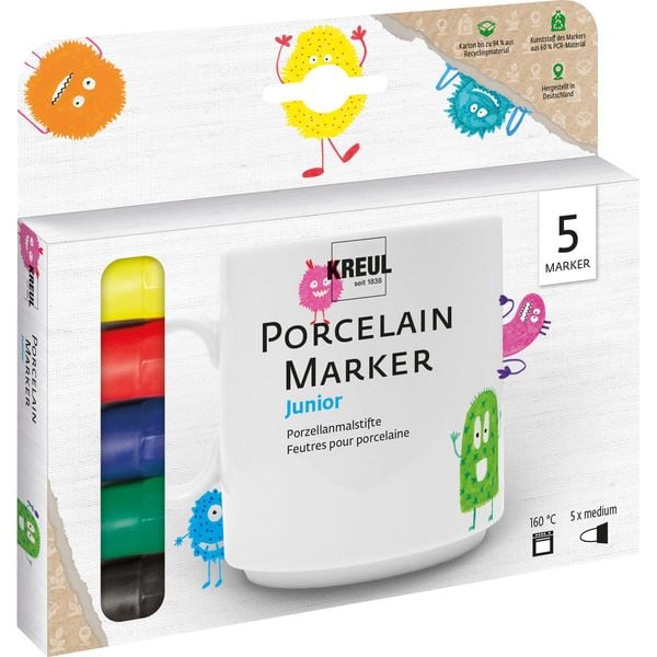 KREUL Porcelain Marker Junior medium 5 Stück Kartonetui