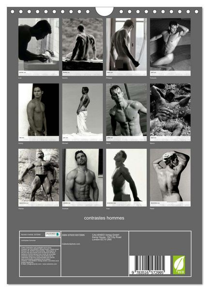 Produktbild: contrastes hommes (Calendrier mural 2026 DIN A4 horizontal), CALVENDO calendrier mensuel