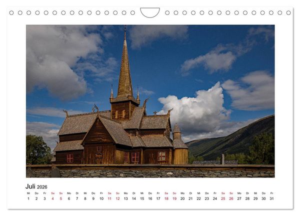 Produktbild: Stabkirchen Norwegens - Mittelalterliche Mystik in Holz (Wandkalender 2026 DIN A4 quer), CALVENDO Monatskalender